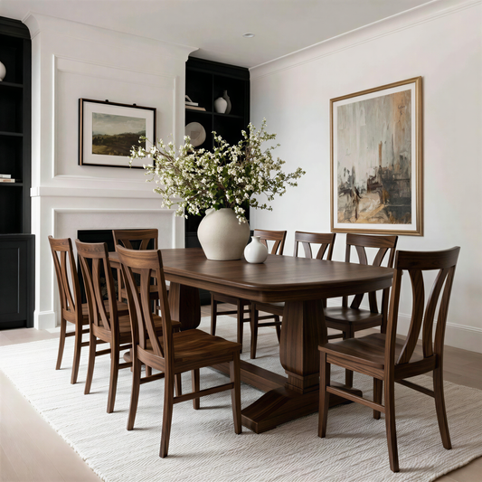 usa custom solid walnut handcrafted dining table and chairs extendable.