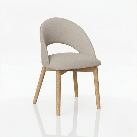 upholstered chair with solid hardwood quarter-sawn white oak wooden legs on a white background, handcrafted in the usa, american made